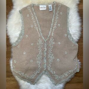 90s champagne knit vest